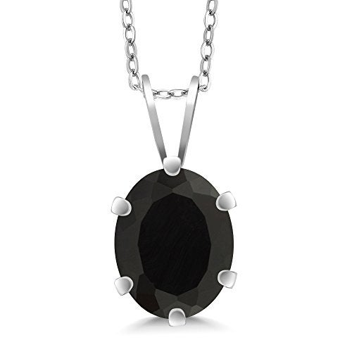 Gem Stone King 9X7MM Oval Gemstone Birthstone Solitaire Pendant Necklace For Women | 925 Sterling Silver | Fine Jewelry Gifts for Her Mom Women Wife | With 18 Inch Silver Chain - Image 1