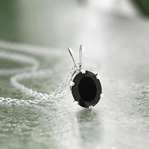 Gem Stone King 9X7MM Oval Gemstone Birthstone Solitaire Pendant Necklace For Women | 925 Sterling Silver | Fine Jewelry Gifts for Her Mom Women Wife | With 18 Inch Silver Chain - Image 3