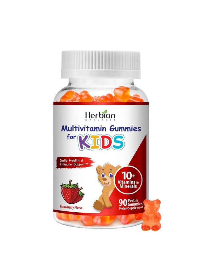 HERBION Naturals Multivitamin Gummies for Kids | Immune Support with Vitamin C, D3, B12, A, E & Zinc | Strawberry Flavor | Gluten Free, Vegan, Chewable Gummy Vitamins | 90 Ct - Image 1