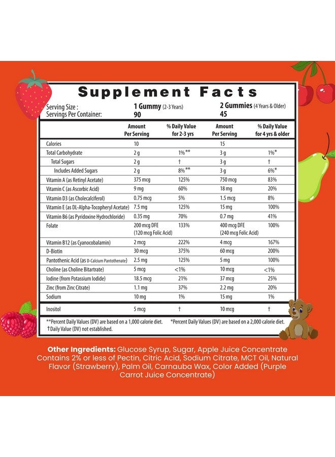 HERBION Naturals Multivitamin Gummies for Kids | Immune Support with Vitamin C, D3, B12, A, E & Zinc | Strawberry Flavor | Gluten Free, Vegan, Chewable Gummy Vitamins | 90 Ct - Image 4