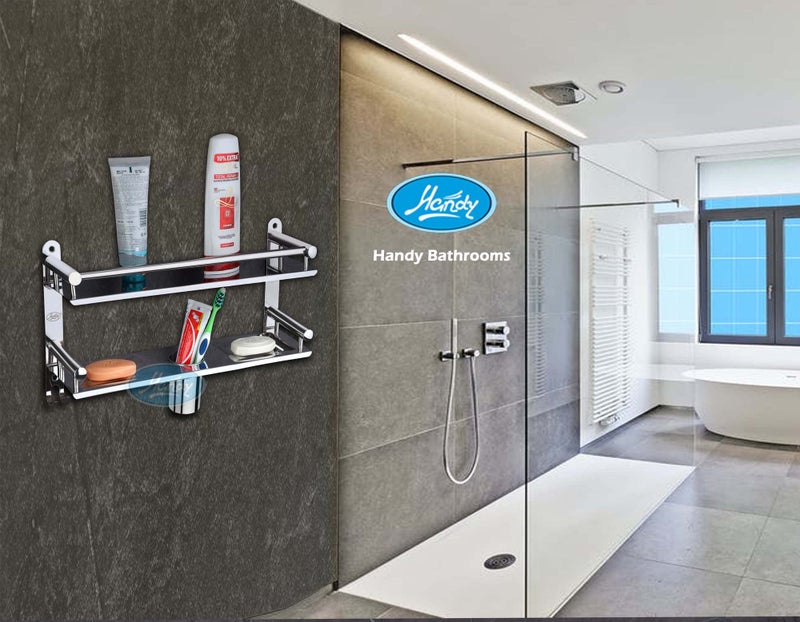 HANDY Stainless Steel Bathroom Accessories Multi-use Rack Shelf, Soap Tumbler Holder Toothbrush Holder Stand Bathroom Rack Shelf (16x5x9 Inch) - Image 4