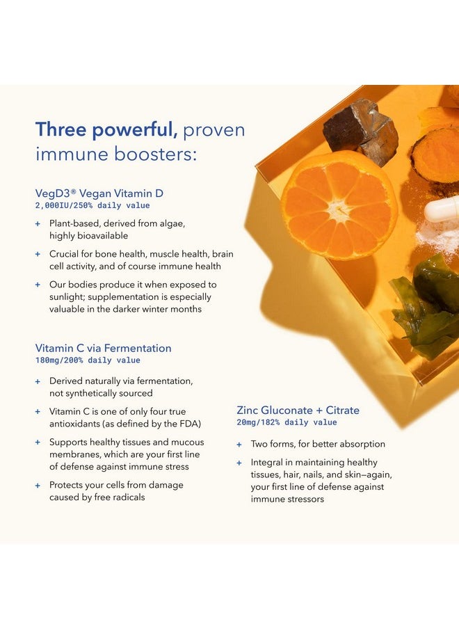 TRU NIAGEN Immune Support Supplement Daily Defense Vitamin C From Fermentation Vegan Vitamin D3 2000 Iu Zinc Plus Theracurmin (Curcumin) + Multi Awardwinning Nad Boosting Niagen 150Mg 30Ct  - Image 4