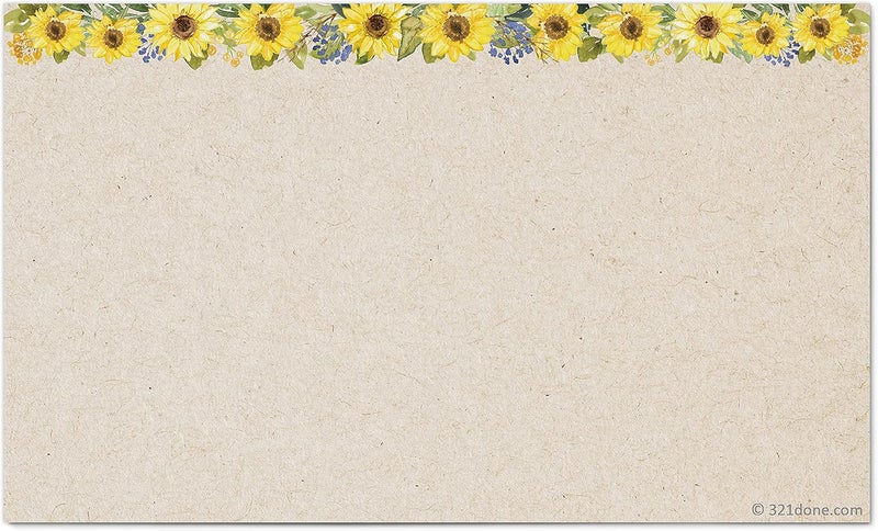 321Done Sunflower Floral Index Cards - Blank, No Lines - (50) Small 3x5" Kraft Cards - For Studying, Learning, Flashcards, Desk Notes, Messages, Notecards, Card Making - Cute, Pretty - Made in the USA - Image 3