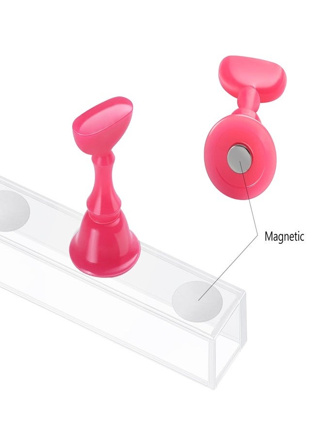 Etercycle Acrylic Nail Display Stand DIY Nail Crystal Holder Magnetic Practice Stands with Reusable Adhesive Putty Clay for False Nail Tip Manicure Tool(Rose pink) - Image 2