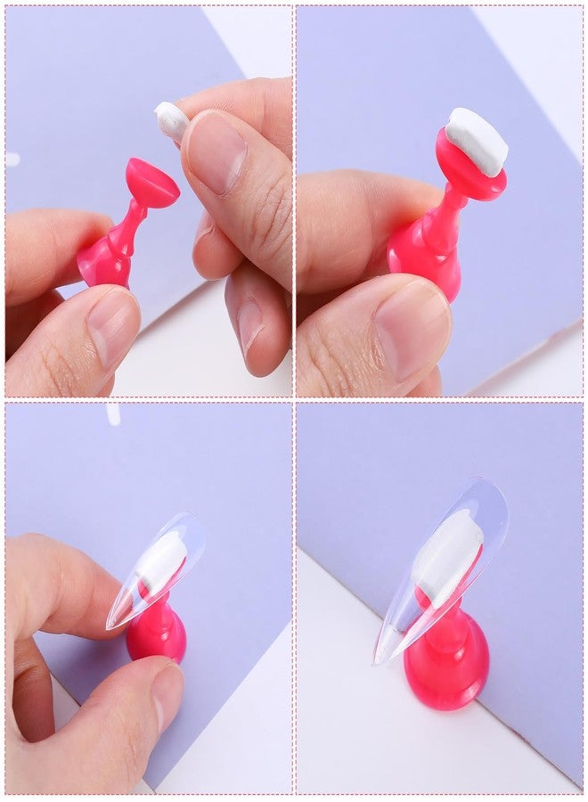 Etercycle Acrylic Nail Display Stand DIY Nail Crystal Holder Magnetic Practice Stands with Reusable Adhesive Putty Clay for False Nail Tip Manicure Tool(Rose pink) - Image 3