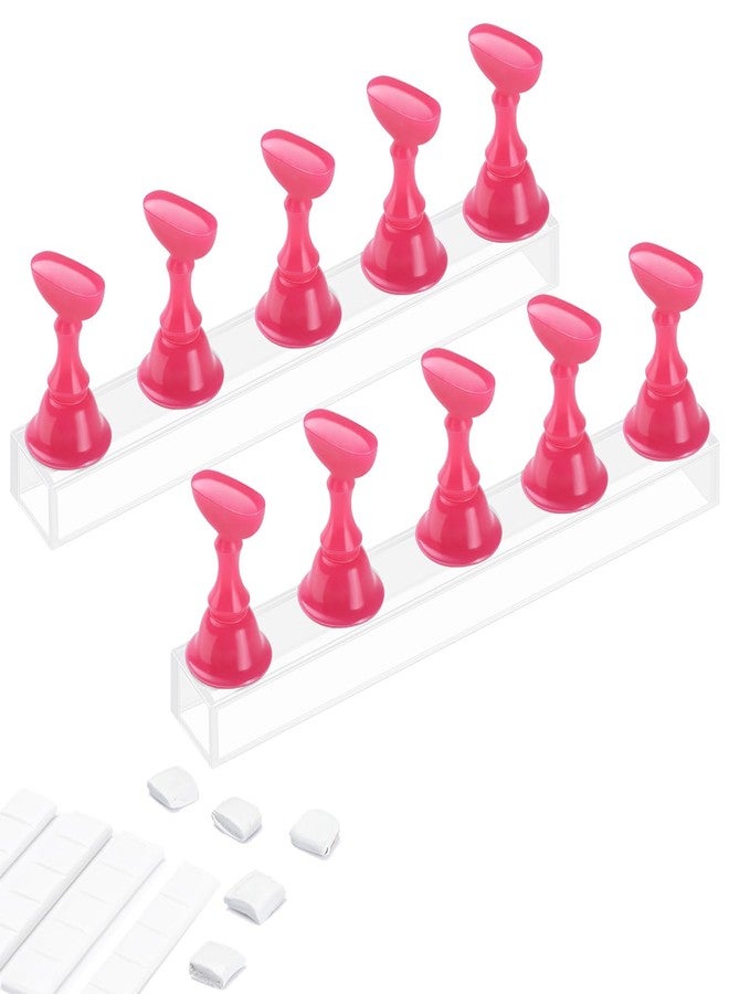 Etercycle Acrylic Nail Display Stand DIY Nail Crystal Holder Magnetic Practice Stands with Reusable Adhesive Putty Clay for False Nail Tip Manicure Tool(Rose pink) - Image 1