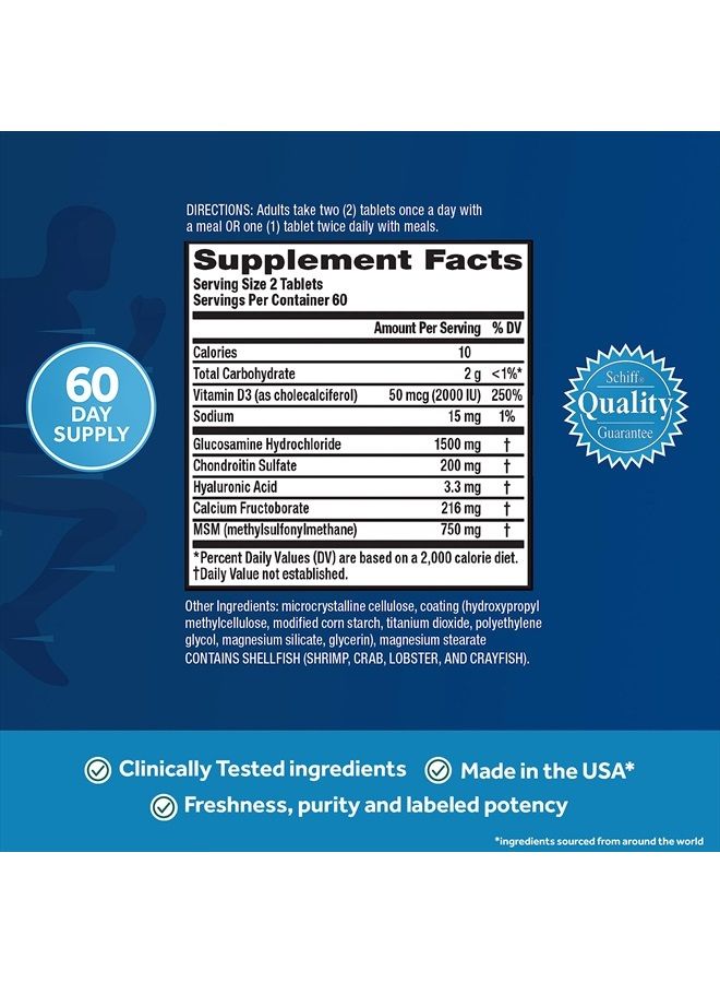 Move Free Advanced Glucosamine Chondroitin MSM + Vitamin D3 Joint Support Supplement, Supports Mobility Comfort Strength Flexibility & Bone + Immune Health - 120 Tablets (40 servings)*  - Image 4