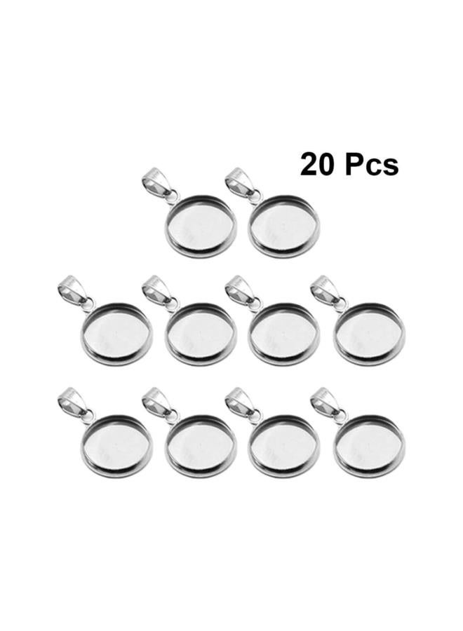 klarako Jewelry Bezel Blanks 20pcs DIY Pendant Trays Kit Stainless Steel Blank Bezel Pendant Trays Pendant for DIY Craft Jewelry Making Tool Silver (16mm) Cabochons - Image 2