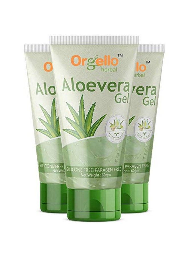 Orgello Herbal Aloe Vera Gel For Face And Hair (3 X 60 Gm) Pack Of 3 I Aloe Vera Massage Gel For Face I Aloe Vera Gel For Hair I Aloe Vera Gel 180G I Paraben & Sulphate Free - Image 1