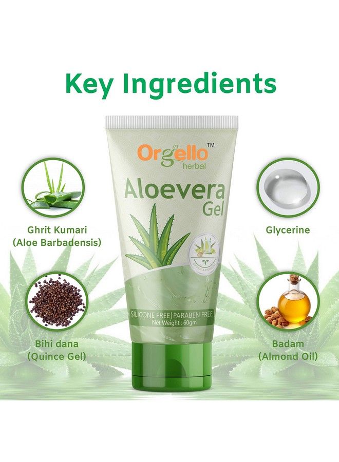Orgello Herbal Aloe Vera Gel For Face And Hair (3 X 60 Gm) Pack Of 3 I Aloe Vera Massage Gel For Face I Aloe Vera Gel For Hair I Aloe Vera Gel 180G I Paraben & Sulphate Free - Image 5