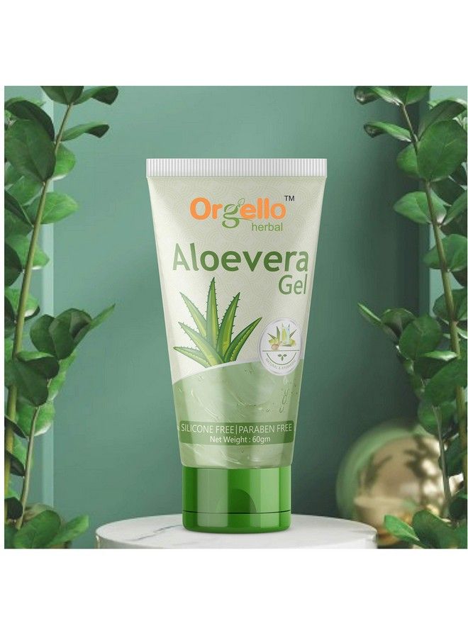 Orgello Herbal Aloe Vera Gel For Face And Hair (3 X 60 Gm) Pack Of 3 I Aloe Vera Massage Gel For Face I Aloe Vera Gel For Hair I Aloe Vera Gel 180G I Paraben & Sulphate Free - Image 3