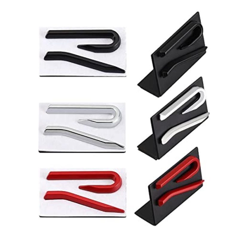 3D R Line Emblem Badge: Red Aircraft-Grade Aluminum - Peel-And-Stick Installation Front Hood Grille Badge for Volkswagen Golf, Passat, Tiguan & More - Image 2