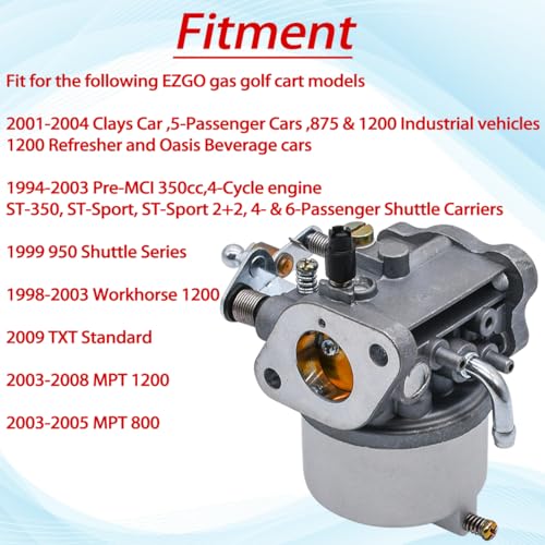 JDLLONG Golf Cart Carburetor Fit for EZGO Golf Cart Gas Car 350cc for Robin TXT Medalist 4-Cycle Workhorse ST350 Carb Replace 72558-G01 72558-G05 72840-G02 72873-G01 17559 520-184 with Filter Kit - Image 4