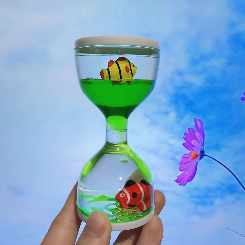 Sky Blue Ocean Animal Oil Drop Hourglass Timer Desk Decor Christmas Gift - Image 1