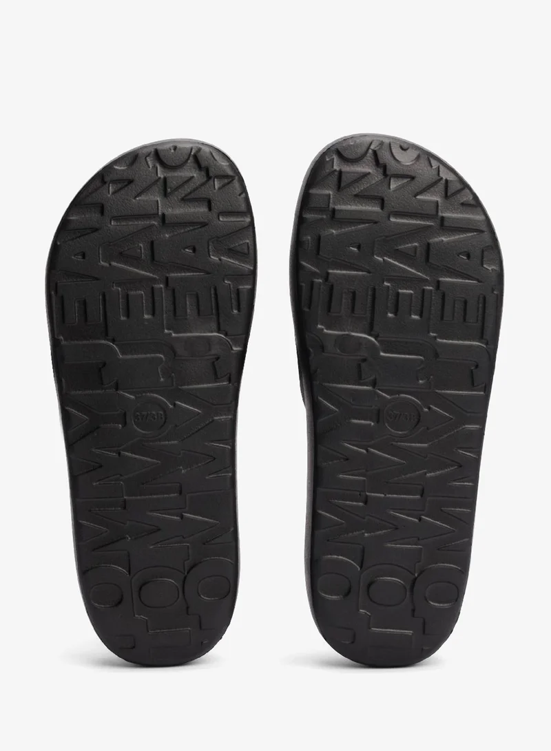 TOMMY JEANS Black Flatform Essential Pool Slides for Women | Best Price UAE
