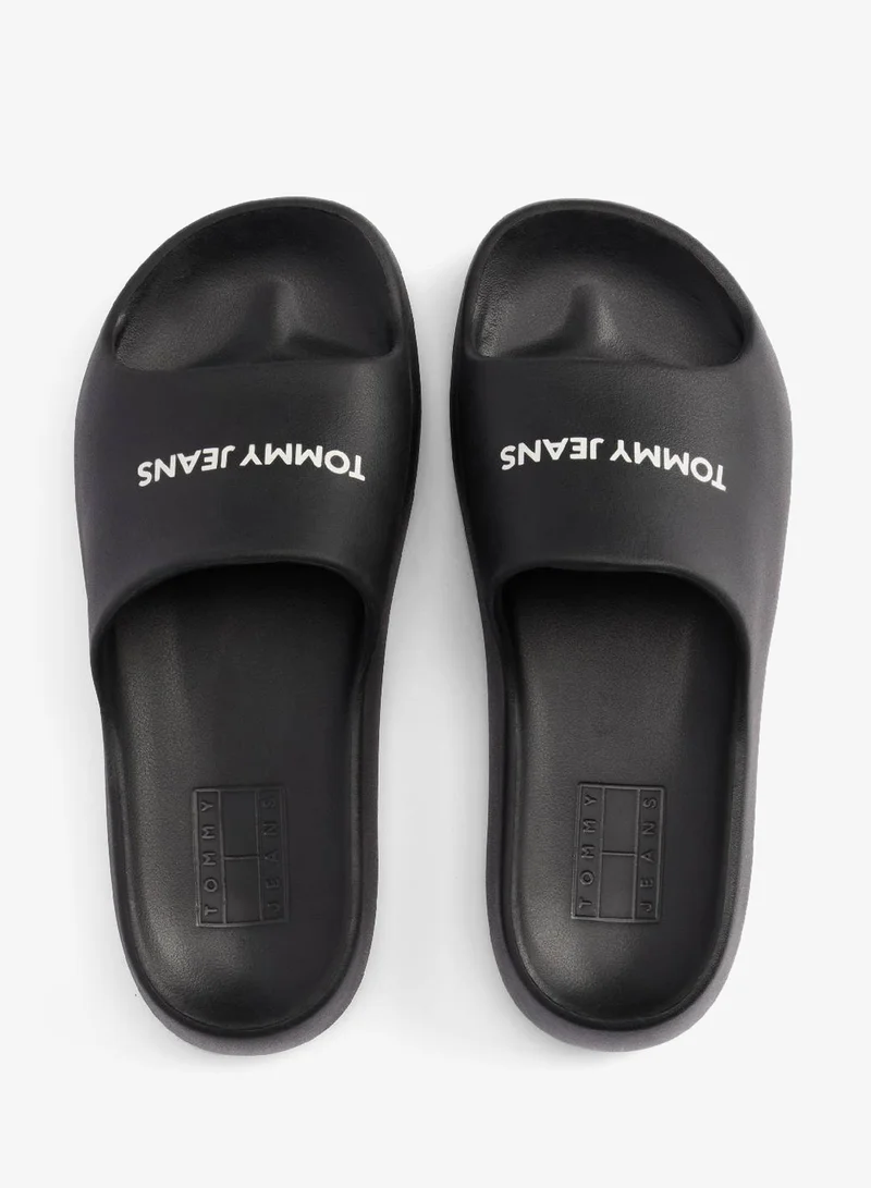 TOMMY JEANS Black Flatform Essential Pool Slides for Women | Best Price UAE