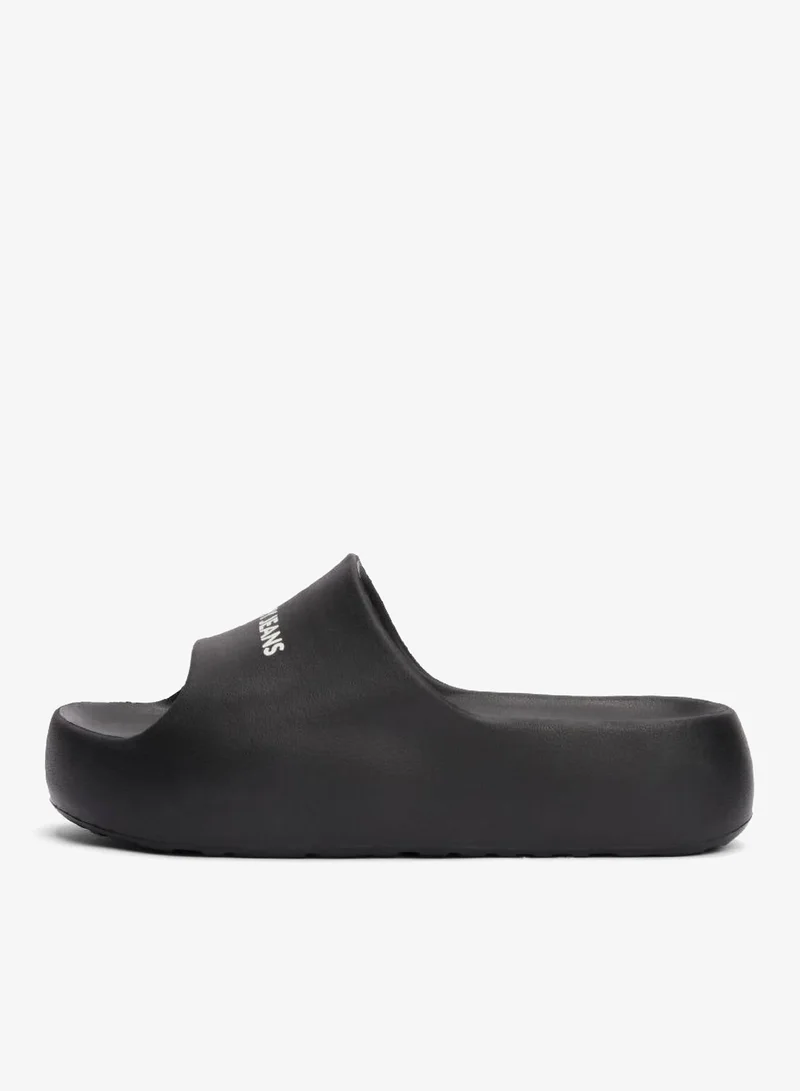 TOMMY JEANS Black Flatform Essential Pool Slides for Women | Best Price UAE
