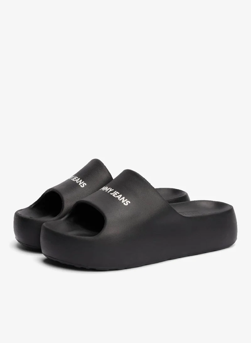 TOMMY JEANS Black Flatform Essential Pool Slides for Women | Best Price UAE