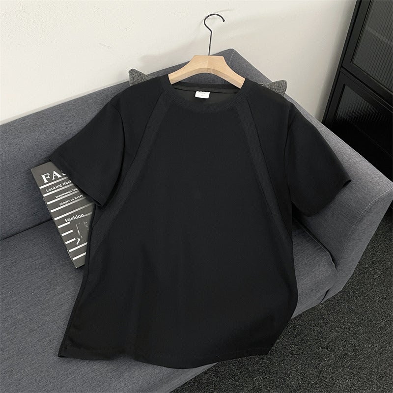 Heavy Weight Boxy Version Short-Sleeved T-Shirt Men'S Summer Loose Cleanfit American Top Anti-Wrinkle Stiff Right Shoulder T-Shirt - Image 1