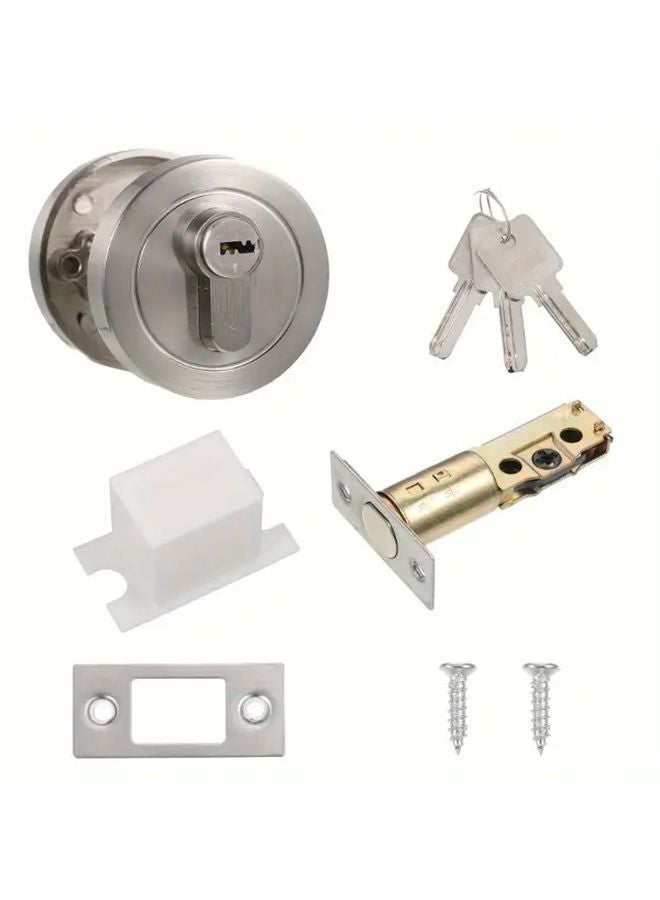 قفل باب اسطواني ثقيل المقاومة للكسر بلون فضي مطفي ضد الاختراق للأبواب بسمك 35-50 مم - Image 2