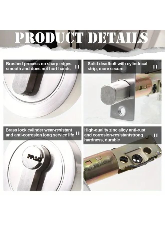 قفل باب اسطواني ثقيل المقاومة للكسر بلون فضي مطفي ضد الاختراق للأبواب بسمك 35-50 مم - Image 5