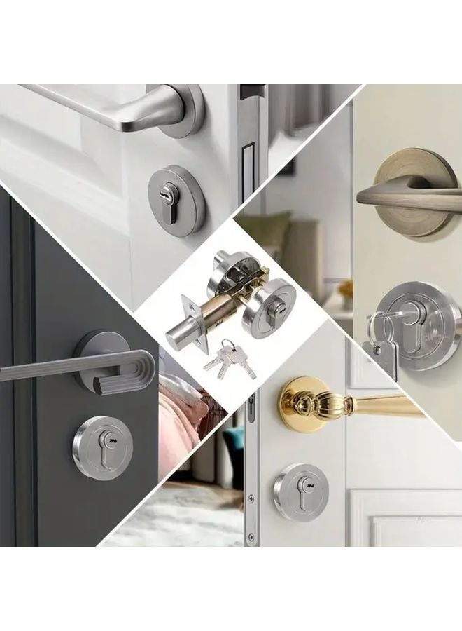 قفل باب اسطواني ثقيل المقاومة للكسر بلون فضي مطفي ضد الاختراق للأبواب بسمك 35-50 مم - Image 4