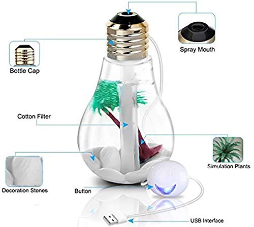 DeoDap Portable Bulb Air Spray Humidifier/Freshner, (Model: 1242_Bulb_Humidifier), Multicolour - Image 3