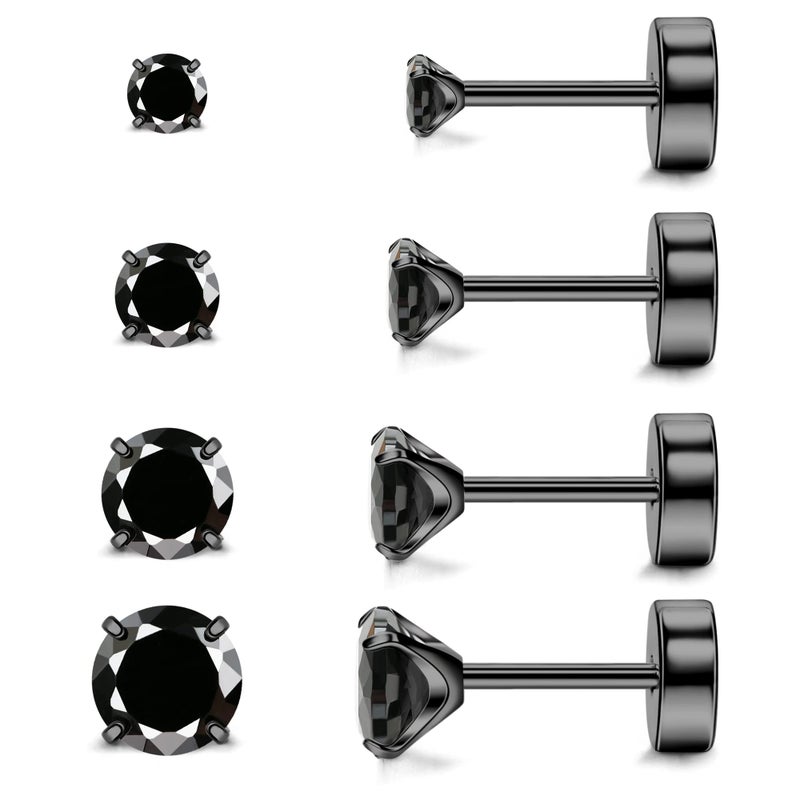 MJust Titanium Earrings for Women Men 20G Flat Back Earrings 2-5MM Cubic Zirconia Hypoallergenic Earrings for Sensitive Ears - Image 1
