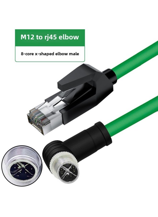 Generic M12 To RJ45 Connector Profinet Industrial Network Cable Bus 4/8 Core Straight ADX Type High Flexibility Double Shield-Color:[elbow 8-core X-shaped Male Head—m12 To Rj45]-Line Length:8 M  - Image 1
