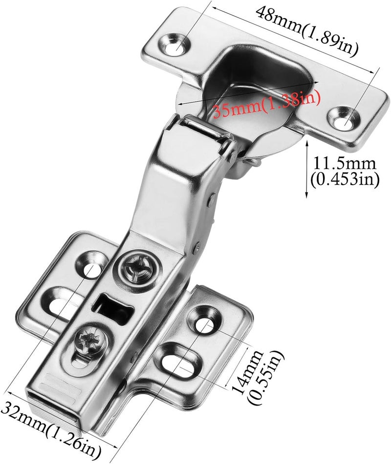 Luokim 2pcs Inset Cabinet Hinge Frameless Concealed Door Hinges European Soft Closing Four-Hole Mounting Plate Hinges Nickel Plated Finish - Image 2