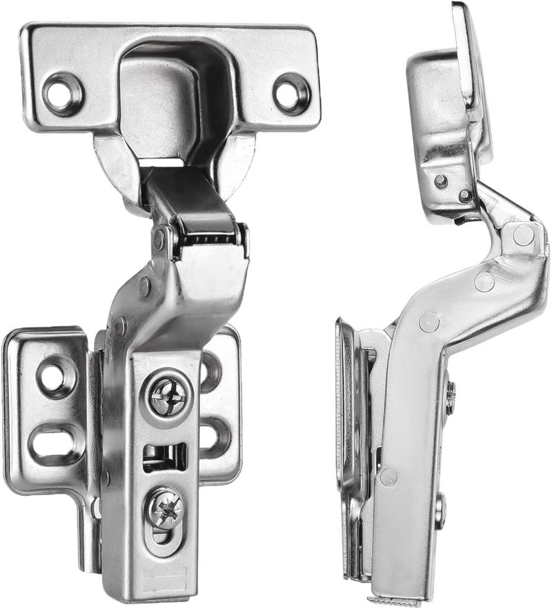 Luokim 2pcs Inset Cabinet Hinge Frameless Concealed Door Hinges European Soft Closing Four-Hole Mounting Plate Hinges Nickel Plated Finish - Image 1