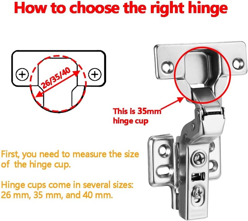 Luokim 2pcs Inset Cabinet Hinge Frameless Concealed Door Hinges European Soft Closing Four-Hole Mounting Plate Hinges Nickel Plated Finish - Image 5