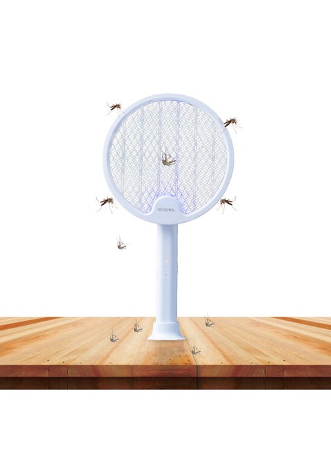 ECARES® Electric Mosquito Swatter, 3 in 1, Vertical, Foldable, Handheld, Auto Zap Mode with Base, Compact Size, UV Light, 3000V, USB Rechargeable, 3 Layers Safety Mesh, For Bugs, Pests.