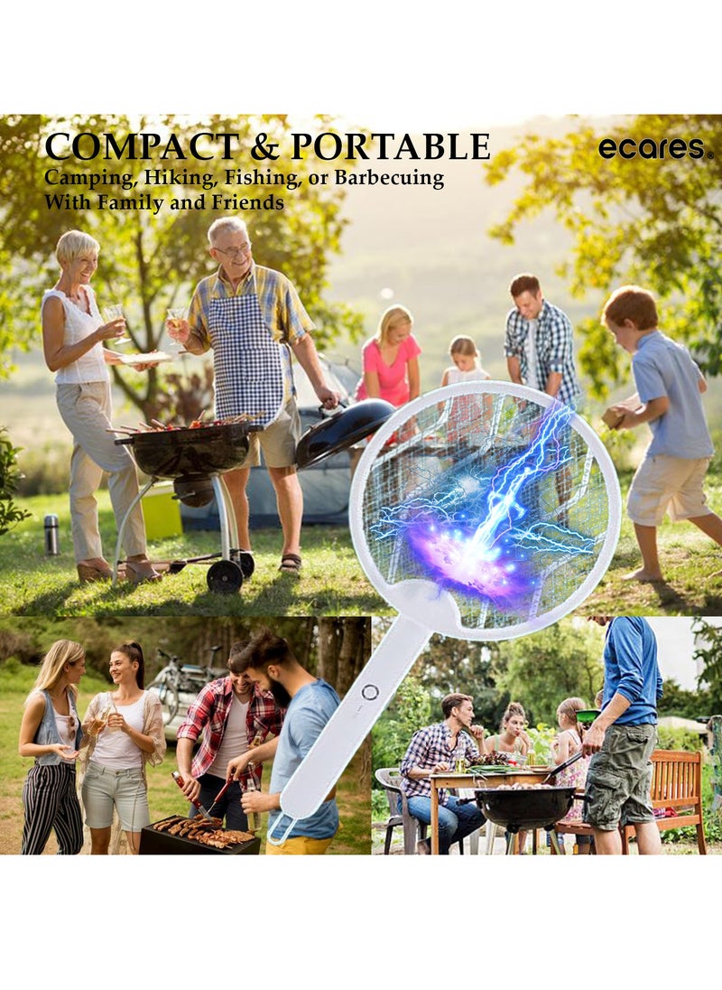 ECARES - ECARES® Electric Mosquito Swatter, 3 in 1, Vertical, Foldable, Handheld, Auto Zap Mode with Base, Compact Size, UV Light, 3000V, USB Rechargeable, 3 Layers Safety Mesh, For Bugs, Pests. - Image 1