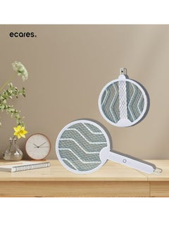 ECARES® Electric Mosquito Swatter, 3 in 1, Vertical, Foldable, Handheld, Auto Zap Mode with Base, Compact Size, UV Light, 3000V, USB Rechargeable, 3 Layers Safety Mesh, For Bugs, Pests.