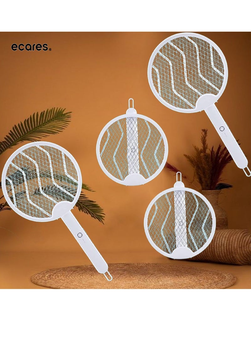 ECARES - ECARES® Electric Mosquito Swatter, 3 in 1, Vertical, Foldable, Handheld, Auto Zap Mode with Base, Compact Size, UV Light, 3000V, USB Rechargeable, 3 Layers Safety Mesh, For Bugs, Pests. - Image 1