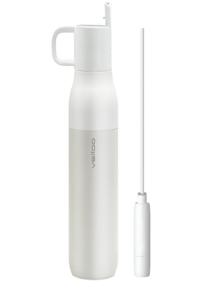 vsitoo CarbonFiber Filtering Water Bottle 25oz, Insulated Stainless Steel Water Bottles with Filter, BPA-Free Filtering Water Bottle, Replaces 300 Plastic Water Bottles, Includes 1 Filter, White - Image 1