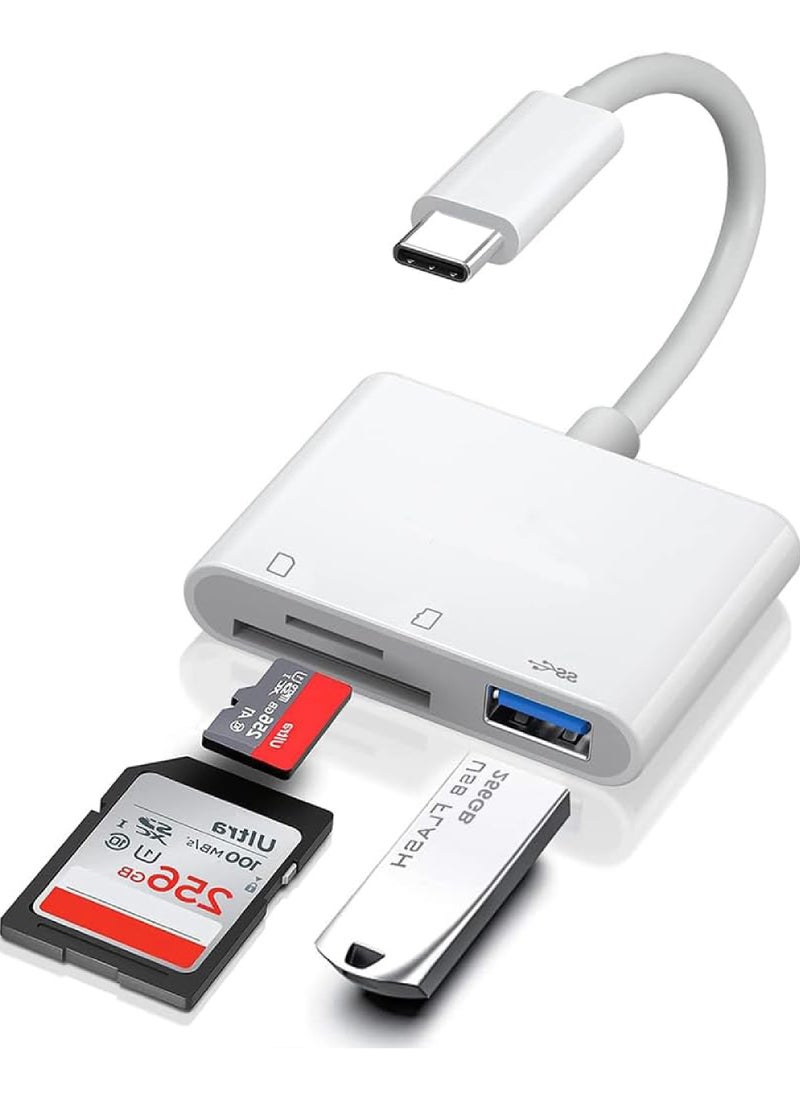 Rock Pow - USB C to SD Card Reader, SD Card Adapter with SD MicroSD USB 3 Ports, USBC Memory Card Reader for iPhone 15 Pro Max, iPad Pro/Air/Mini, Mac, MacBook Pro/Air, and More USB-C/Type C Devices - Image 1