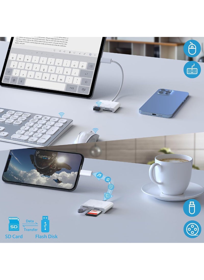 Rock Pow - USB C to SD Card Reader, SD Card Adapter with SD MicroSD USB 3 Ports, USBC Memory Card Reader for iPhone 15 Pro Max, iPad Pro/Air/Mini, Mac, MacBook Pro/Air, and More USB-C/Type C Devices - Image 1