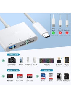 Rock Pow USB C to SD Card Reader, SD Card Adapter with SD MicroSD USB 3 Ports, USBC Memory Card Reader for iPhone 15 Pro Max, iPad Pro/Air/Mini, Mac, MacBook Pro/Air, and More USB-C/Type C Devices  - Image 2