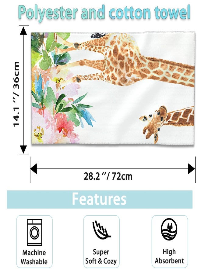 CXULIN 2 Pack Hand Towels for Bath,Funny Giraffe with Flowers Decorative Towels Highly Absorbent Soft Towels for Bathroom Beach Kitchen Spa Gym Face Towel 14x28 Inch - Image 2
