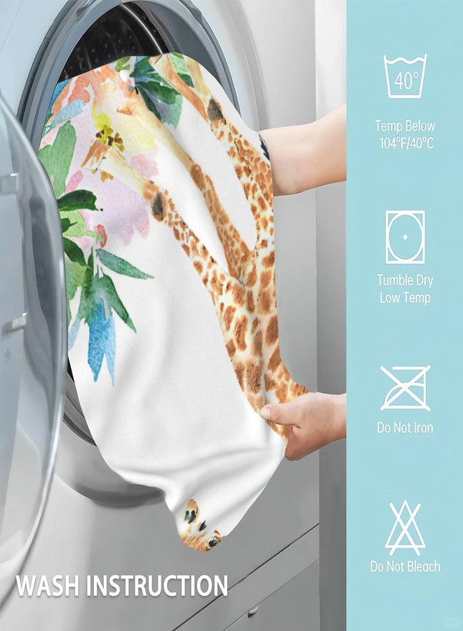 CXULIN 2 Pack Hand Towels for Bath,Funny Giraffe with Flowers Decorative Towels Highly Absorbent Soft Towels for Bathroom Beach Kitchen Spa Gym Face Towel 14x28 Inch - Image 5