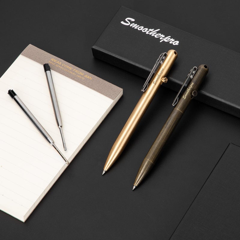 SMOOTHERPRO قلم بولت أكشن من SMOOTHERPRO مصنوع من النحاس الأصفر مع إعادة تعبئة متوافقة مع باركر ومشبك جيب من الفولاذ المقاوم للصدأ لهدية مرض الرعاش أو التهاب المفاصل لمجموعة الأعمال (SP02N) - Image 4