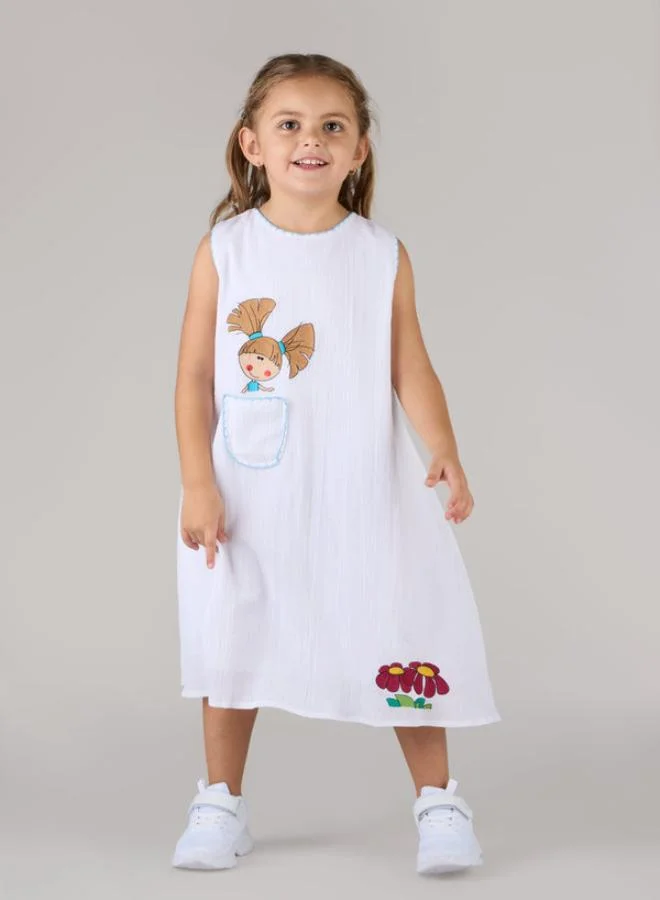 Just Nature Relaxed Fit Sleeveless Embroidered Dress