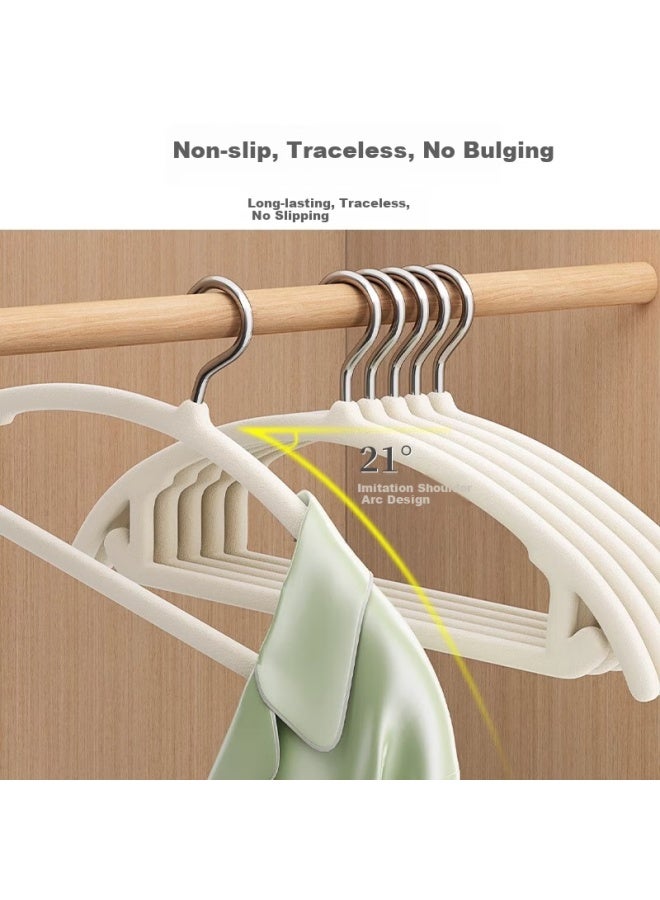 Muya Flocked Hangers For Home Use, Non-slip Clothes Hangers, Closet Storage, Anti-shoulder Angle Hangers, Clothes Drying Rack - Image 2