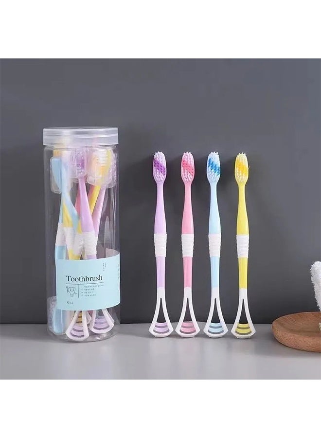 Generic 8pcs Bamboo Charcoal Toothbrush and Tongue Scraper - Dual-Purpose Oral Care with Soft Bristles and Silicone Handle  - Image 1