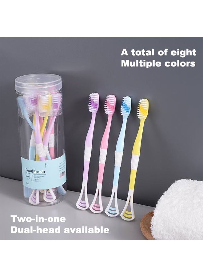 Generic 8pcs Bamboo Charcoal Toothbrush and Tongue Scraper - Dual-Purpose Oral Care with Soft Bristles and Silicone Handle  - Image 2