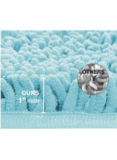 TYCOM Tycom Bathroom Rugs Bath Mat Non Slip Fluffy Soft Plush Microfiber Shower Carpet Rug Washable Non-Slip Carpet Mat for Bathroom Floor 50 By 80 CM Long 2 Packs Light Blue.  - Image 3
