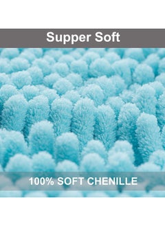 TYCOM Tycom Bathroom Rugs Bath Mat Non Slip Fluffy Soft Plush Microfiber Shower Carpet Rug Washable Non-Slip Carpet Mat for Bathroom Floor 50 By 80 CM Long 2 Packs Light Blue.  - Image 4