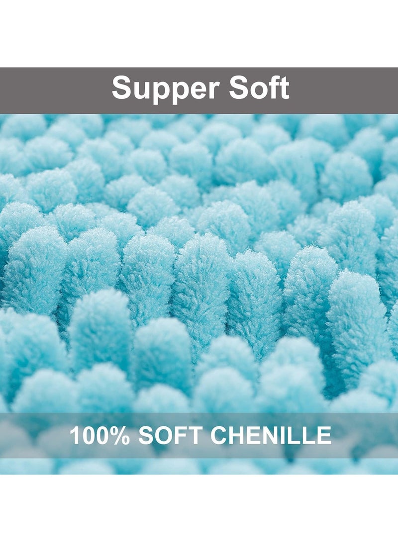 TYCOM Bathroom Rugs Bath Mat Non Slip Fluffy Soft Plush Microfiber Shower Carpet Rug Washable Non-Slip Carpet Mat for Bathroom Floor 50 By 80 CM Long 2 Packs Light Blue.  - Image 4